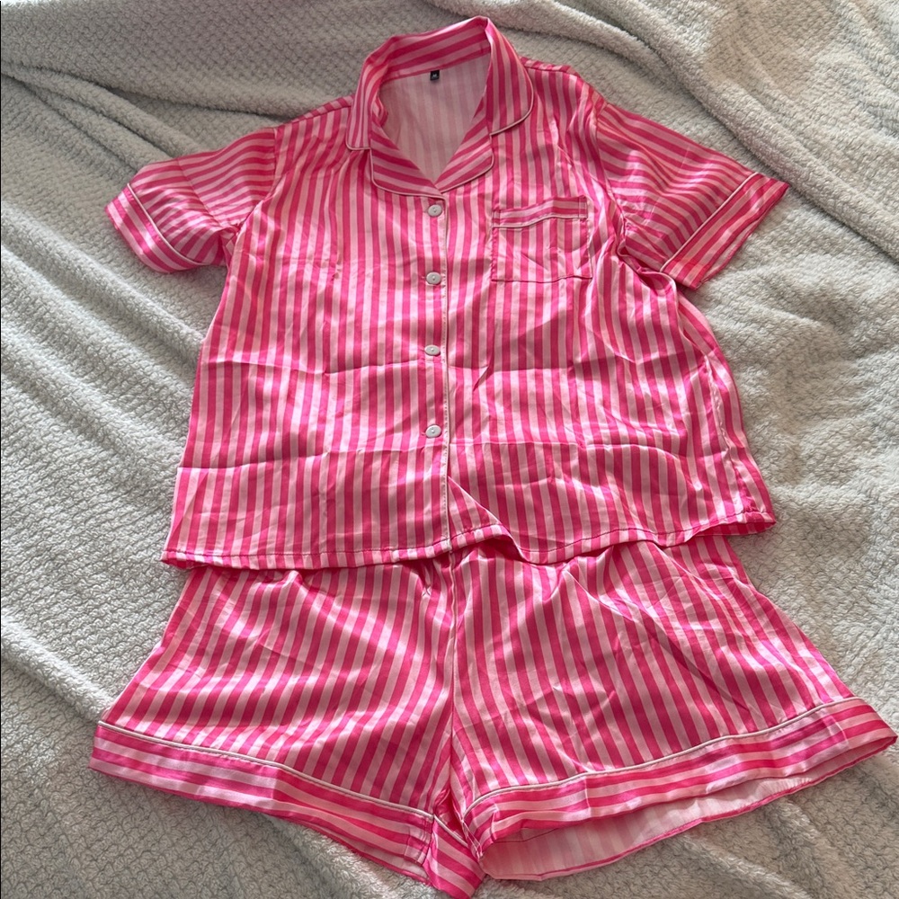 Target Pink Striped Satin Pajama Set